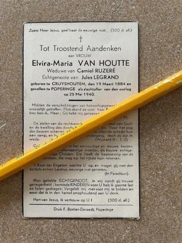 BurgerOorlogslachtoffer MEI 1940 te Poperinge ElviraVan Hout beschikbaar voor biedingen