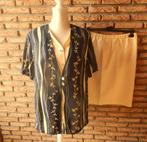 (2) -ensemble jupe et blouse femme t.44 bleu jaune- classic-, Maat 42/44 (L), Ophalen of Verzenden, Zo goed als nieuw, Knielengte