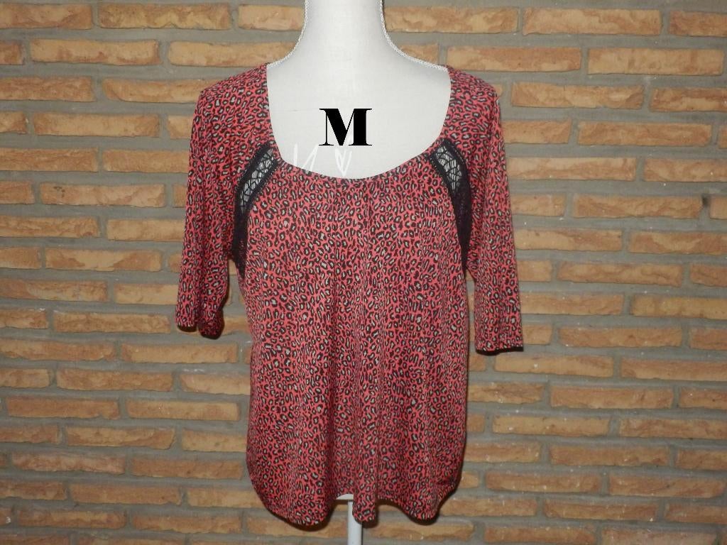 (211) -blouse femme t.M rouge noir - bréal -, Kleding | Dames, Blouses en Tunieken, Zo goed als nieuw, Maat 38/40 (M), Rood, Ophalen of Verzenden