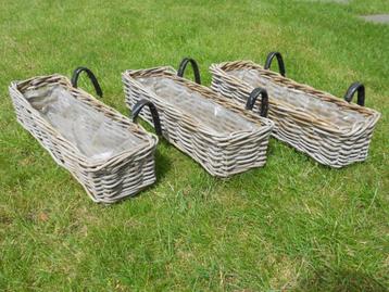 Rotan - rieten mand (terras/veranda) - plantenbak. O beschikbaar voor biedingen