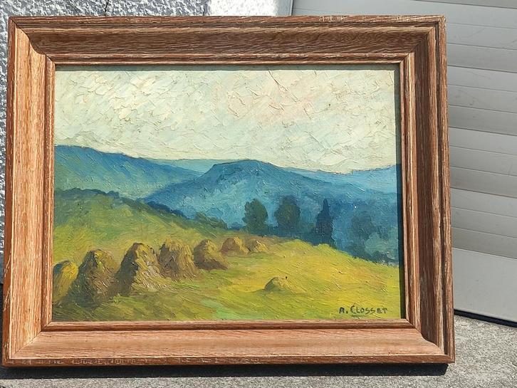 huile sur panneau paysage ardenais signe robert closset, Antiek en Kunst, Kunst | Schilderijen | Klassiek, Ophalen of Verzenden