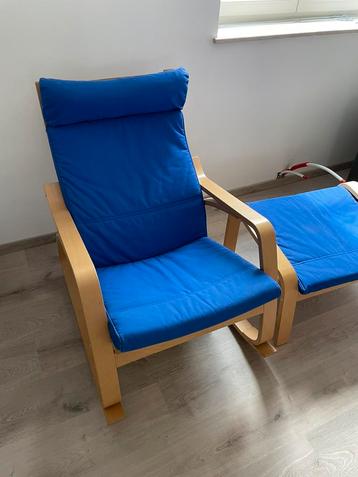 Schommelstoel IKEA Blauw + voetbank 
