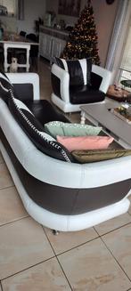 Hoogwaardige Italiaans lederen bankstel, Huis en Inrichting, Ophalen, Gebruikt, Leer, Rechte bank