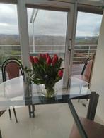 Table en verre + 5 chaises, Verre, Moins de 100 cm, Comme neuf, Enlèvement