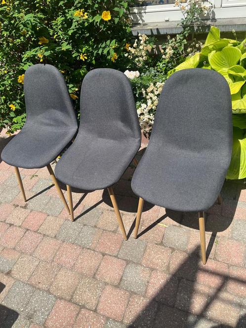 Lot de 3 chaises scandinaves gris anthracite, Huis en Inrichting, Stoelen, Gebruikt, Eén, Hout, Grijs, Ophalen