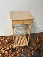 Keukentrolley bamboe op wieltjes met mde en 2 manden, Ophalen, Bruin, Minder dan 50 cm, Gebruikt