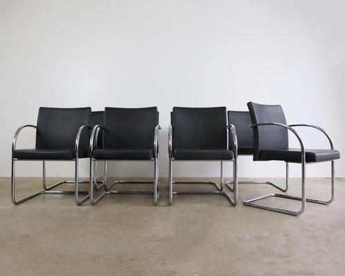 8 Artifort leren buisframe design stoelen Wolfgang Mezger, Huis en Inrichting, Stoelen, Gebruikt, Vijf, Zes of meer stoelen, Leer