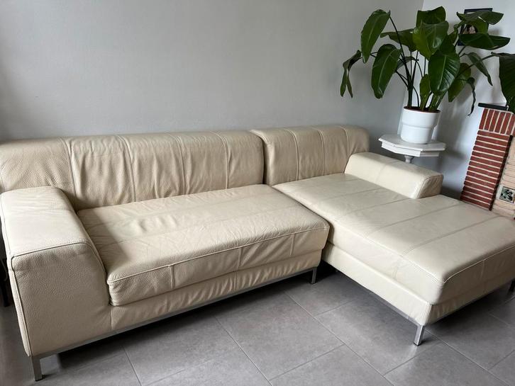 L-vormige bank (in twee delen), Huis en Inrichting, Zetels | Zetels, Gebruikt, Hoekbank, Leer, Ophalen