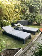 Twee tuin ligbedden met kussens en koelbox, Tuin en Terras, Ophalen, Zo goed als nieuw