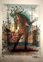 Jean Carzou. Lithographie sur Japon. Fou du roy, Enlèvement ou Envoi