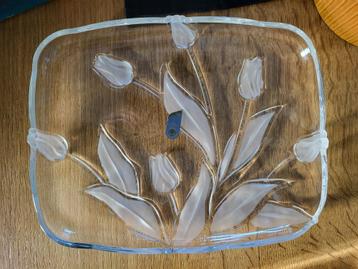 TE KOOP: Schitterend glazen blad met reliëf