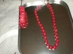 mooie halsketting + armband, Ophalen, Zo goed als nieuw, Rood