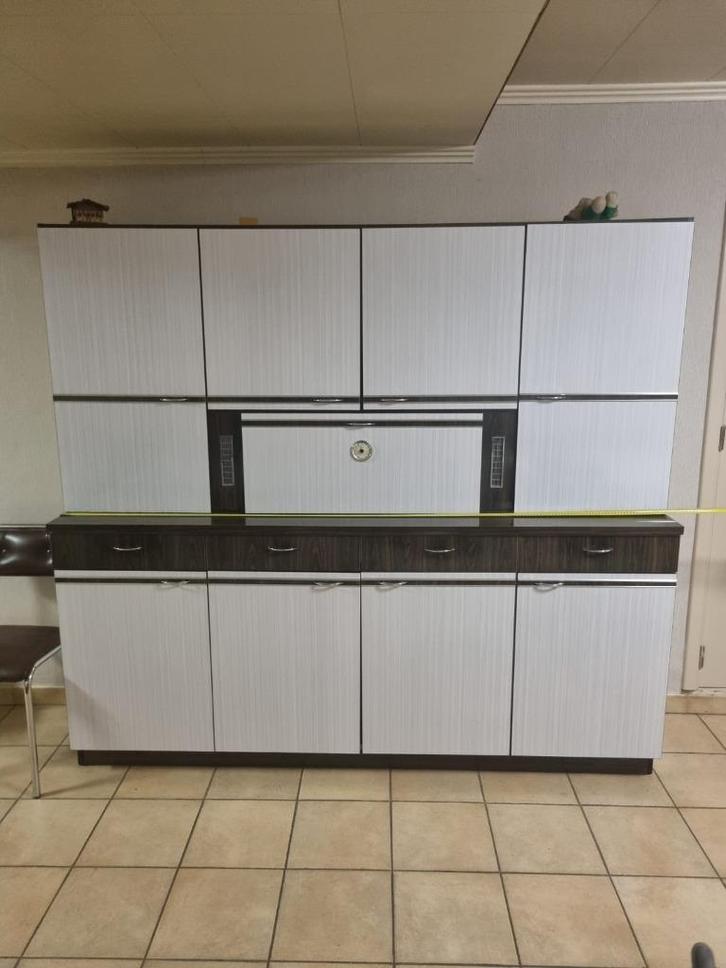 Vintage Kast Formica Wit Bruin, Huis en Inrichting, Kasten | Wandmeubels, Gebruikt, 150 tot 200 cm, 200 tot 250 cm, Met lade(s)