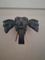 Antiek Afrikaans olifanten kop exotisch ebbenhout, Ophalen of Verzenden