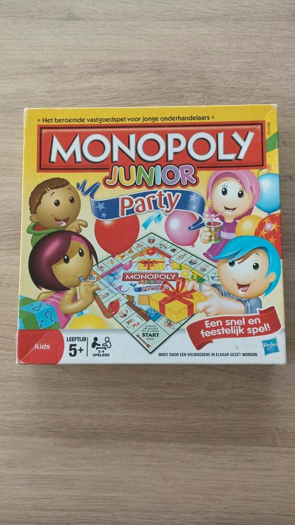 Monopoly Junior Party edition, Hobby en Vrije tijd, Gezelschapsspellen | Kaartspellen, Gebruikt, Een of twee spelers, Drie of vier spelers