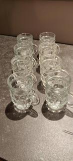8 glazen bierkruikjes 10 cm hoog in prima staat, Verzamelen, Glas en Drinkglazen, Ophalen of Verzenden, Zo goed als nieuw