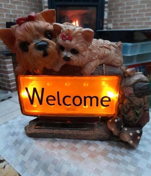 Vintage Yorkshier Therier honden beeld met verlichting, Antiek en Kunst, Antiek | Keramiek en Aardewerk, Ophalen of Verzenden