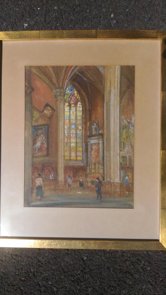 Mooi kleurrijk werkje van De Heem - gouache, Antiek en Kunst, Kunst | Schilderijen | Modern, Ophalen