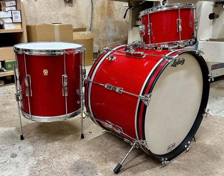 Ludwig 60‘s Club Date  20/12/14 Red Sparkle, Muziek en Instrumenten, Drumstellen en Slagwerk, Gebruikt, Ludwig, Ophalen of Verzenden