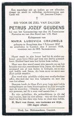 Bp. Geudens Petrus. ° Broechem 1857 † Contich 1928, Verzamelen, Bidprentjes en Rouwkaarten, Ophalen of Verzenden, Bidprentje