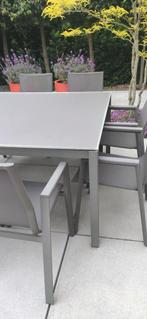 Vierkante alu tuintafel + 8 stoelen., Tuin en Terras, Tuinsets en Loungesets, Ophalen, Gebruikt, Aluminium, 8 zitplaatsen