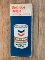 Vintage CHEVRON landkaart België en Luxemburg, Gelezen, Ophalen of Verzenden, Landkaart, België