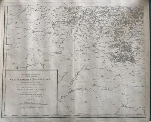 Landkaart Henegouwen uit 1790 - von Wenzely (naar Ferraris), Boeken, Atlassen en Landkaarten, Zo goed als nieuw, Landkaart, Frankrijk