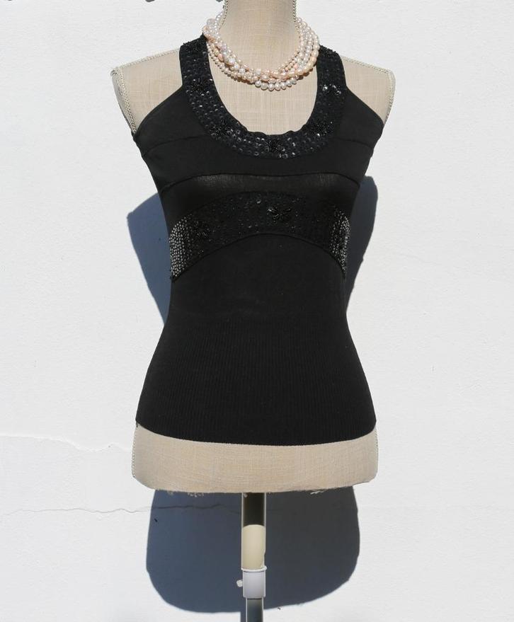 Prachtige top met pailletten M - Donna Concept, Kleding | Dames, Topjes, Zo goed als nieuw, Maat 38/40 (M), Zwart, Ophalen of Verzenden