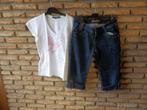 (9)- jeans ¾ femme t.38 bleu - onado + tee shirt, Kleding | Dames, Onado, Blauw, Ophalen of Verzenden, Zo goed als nieuw