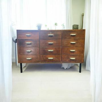 Vintage diepe industriële ladekast / dressoir / commode, Huis en Inrichting, Ophalen of Verzenden, Gebruikt