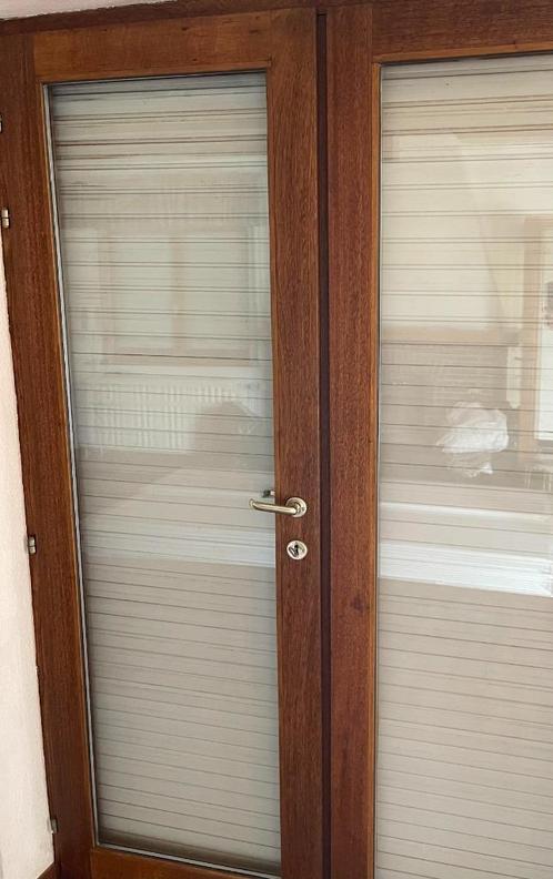buitenraamdeur x3 eiken 2 dubbele deuren, Doe-het-zelf en Bouw, Raamkozijnen en Schuifdeuren, Gebruikt, 150 tot 225 cm, 150 tot 225 cm