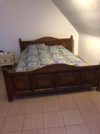Eiken bed met matras 220x200, Ophalen, Gebruikt, Tweepersoons, Retro