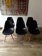 6 stoelen Eames "Plastic Chair RE ", Huis en Inrichting, Stoelen, Ophalen, Zwart, Design, Hout