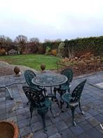 Tuintafel en 4 stoelen in roestvrijstaal voor buiten, Jardin & Terrasse, Tables de jardin, Enlèvement, Utilisé, Rond