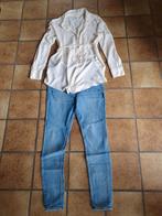 Skinny zwangerschapsjeans en crèmekleurig hemd - Maat M, Kleding | Dames, Zwangerschapskleding, Maat 38/40 (M), Blauw, H&M mama