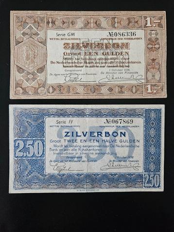 1 en 2.5 gulden Nederland 1938 jaar set, Postzegels en Munten, Bankbiljetten | Nederland, Ophalen of Verzenden, 5 gulden, Setje
