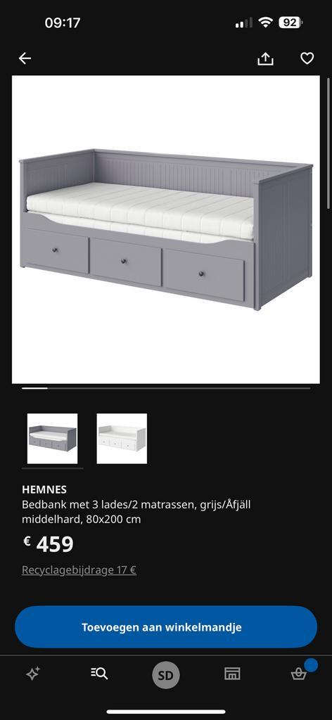 Hemnes bedbank + pocketveringmatras, Huis en Inrichting, Slaapkamer | Bedden, Zo goed als nieuw, Ophalen