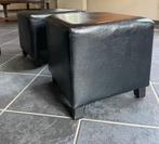 4 zwarte poefjes, Huis en Inrichting, Zetels | Voetbanken en poefs, Ophalen, Minder dan 50 cm, Gebruikt, Vierkant
