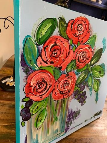 Peinture de roses dans un vase