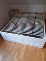 2-persoonsbed BRIMNES met 4 opberglades - wit, 210 cm, Comme neuf, Enlèvement, Deux personnes