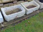 blauwe stenen trog, plantenbak, zie foto's!!, Steen, Gebruikt, Minder dan 30 cm, 100 cm of meer