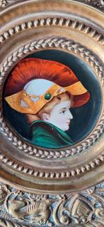 2 antieke prachtige wandschilderijtjes, Enlèvement, Or