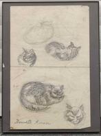 dessin chat signe henriette ronner, Antiek en Kunst, Ophalen of Verzenden