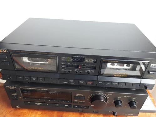 Akai SCT-37 deck met twee cassettes, Audio, Tv en Foto, Cassettedecks, Dubbel, Akai, Auto-reverse, High speed dubbing, Tape counter