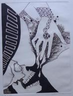 JEF VAN TUERENHOUT / EROTISCHE FIGURATIE / ZW-W ETS 66x50cm, Ophalen of Verzenden