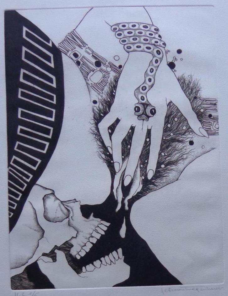 JEF VAN TUERENHOUT / EROTISCHE FIGURATIE / ZW-W ETS 66x50cm, Antiek en Kunst, Kunst | Litho's en Zeefdrukken, Ophalen of Verzenden