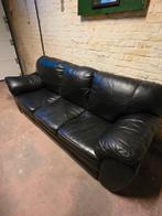 Lederen salon 2 + 3 zit, Huis en Inrichting, Zetels | Zetels, Ophalen, Gebruikt, Rechte bank, Leer