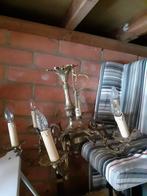 Geel koperen luster, Huis en Inrichting, Lampen | Kroonluchters, Ophalen of Verzenden