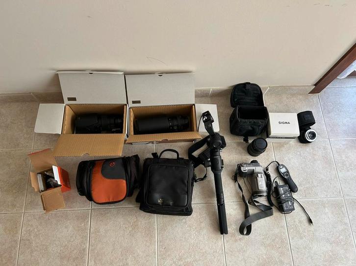 Set fotomateriaal: verschillende lenzen en statief, Audio, Tv en Foto, Foto | Lenzen en Objectieven, Zo goed als nieuw, Ophalen