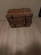 Grote Rieten Opbergmand / Kist met Lederen Sluitingen, Enlèvement, Utilisé, Contenu non compris